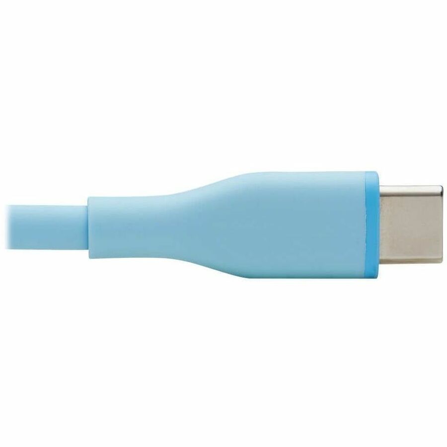 Eaton Tripp Lite Series Safe-IT USB-C to Lightning Data Transfer Cable - 6 ft., Light Blue, MFi Certified, USB 2.0, Antibacterial & Flexible Silicone Jacket