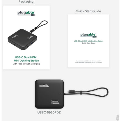 Plugable Technologies USB-C Dual HDMI Mini Docking Station (USBC-6950PDZ) for Mac and Windows