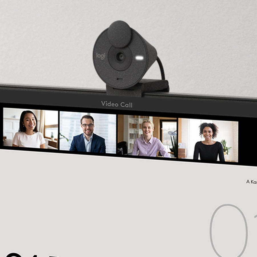 Logitech BRIO Webcam with 2MP Resolution, 30 fps, Focus-Free, USB Type C, Graphite