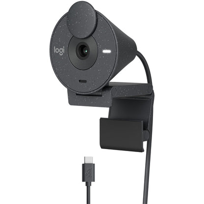 Logitech BRIO Webcam with 2MP Resolution, 30 fps, Focus-Free, USB Type C, Graphite