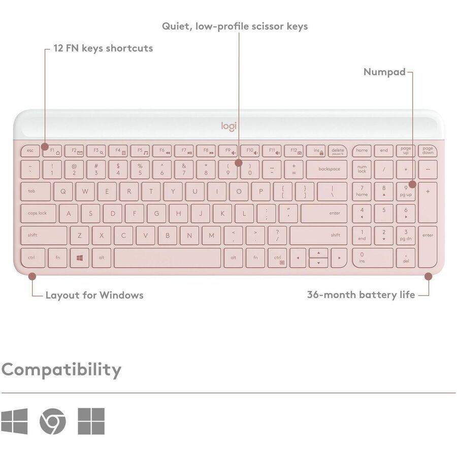 Logitech MK470 Slim Combo Wireless Keyboard & Mouse Set - Compact, Quiet, and Modern Design