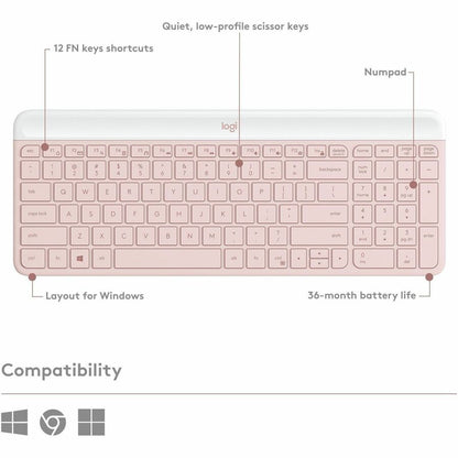 Logitech MK470 Slim Combo Wireless Keyboard & Mouse Set - Compact, Quiet, and Modern Design