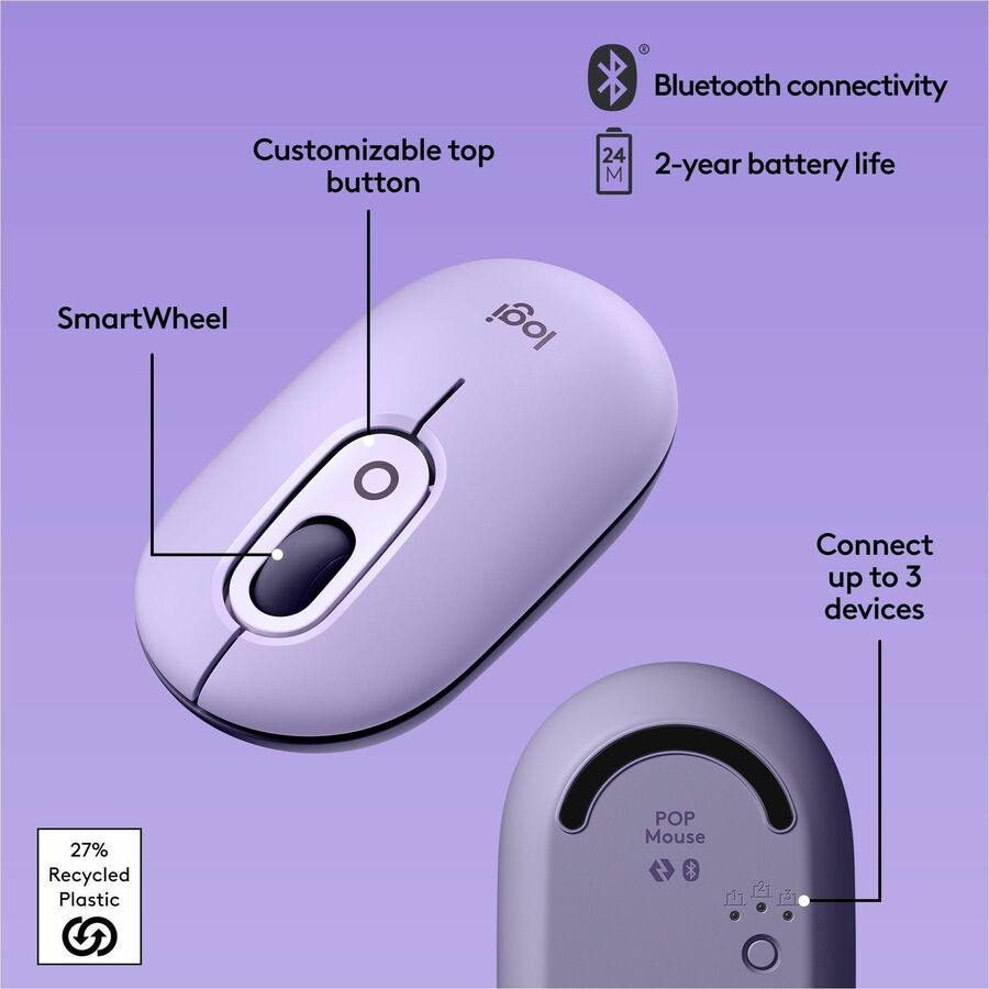 Logitech POP Mouse Cosmos - Wireless Bluetooth Mouse with Customizable Emojis and SilentTouch Technology