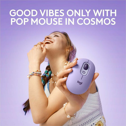 Logitech POP Mouse Cosmos - Wireless Bluetooth Mouse with Customizable Emojis and SilentTouch Technology