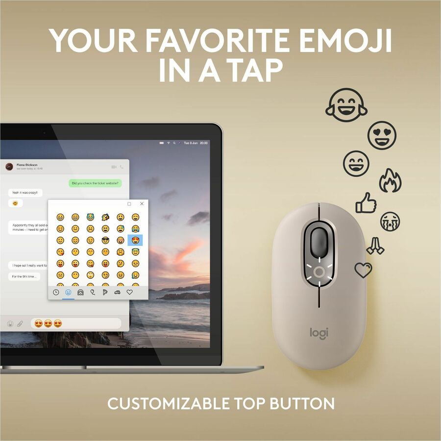 Logitech POP Wireless Mouse with Customizable Emojis - Mist