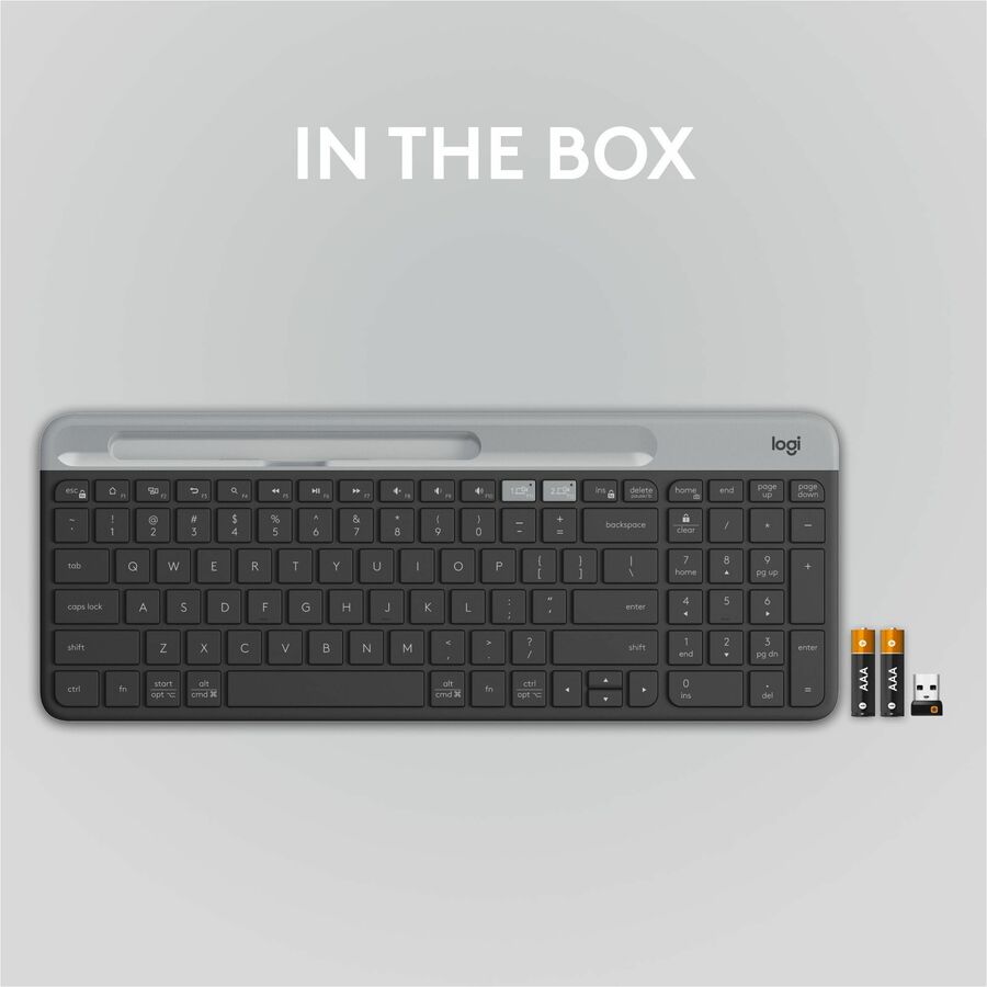 Logitech K585 Multi-Device Slim Wireless Keyboard with Built-in Device Cradle - Graphite