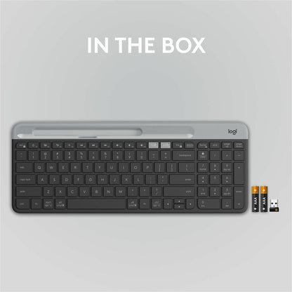 Logitech K585 Multi-Device Slim Wireless Keyboard with Built-in Device Cradle - Graphite