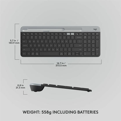 Logitech K585 Multi-Device Slim Wireless Keyboard with Built-in Device Cradle - Graphite