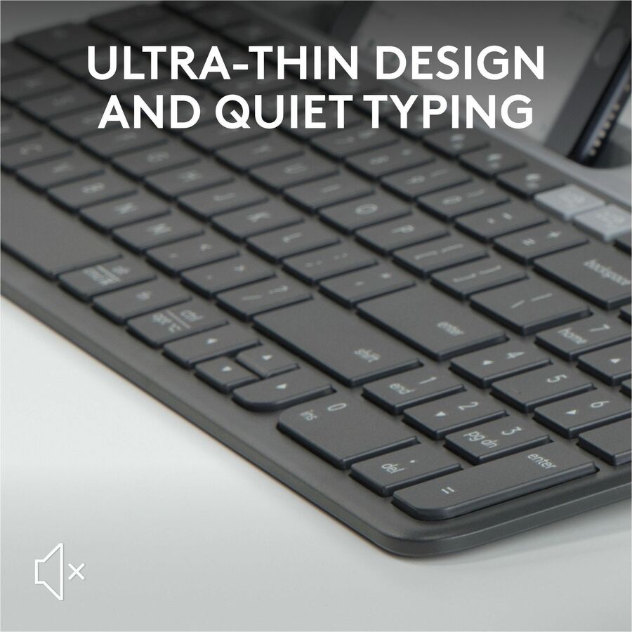 Logitech K585 Multi-Device Slim Wireless Keyboard with Built-in Device Cradle - Graphite