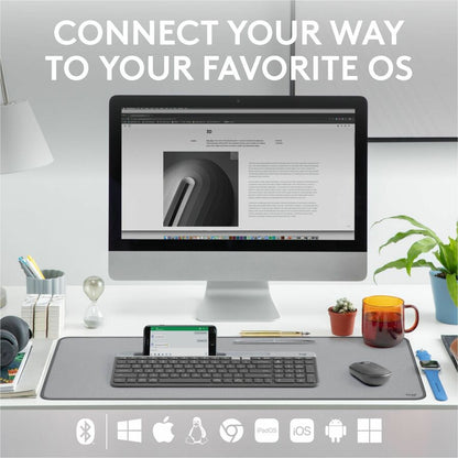 Logitech K585 Multi-Device Slim Wireless Keyboard with Built-in Device Cradle - Graphite