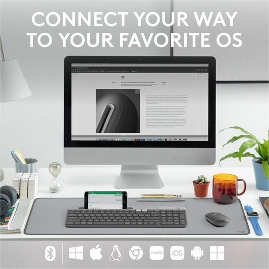 Logitech K585 Multi-Device Slim Wireless Keyboard with Built-in Device Cradle - Graphite