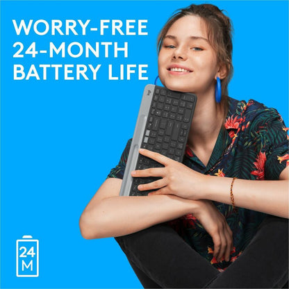 Logitech K585 Multi-Device Slim Wireless Keyboard with Built-in Device Cradle - Graphite
