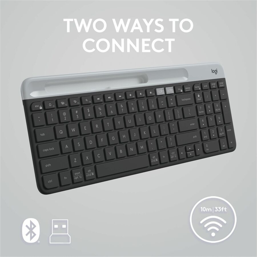 Logitech K585 Multi-Device Slim Wireless Keyboard with Built-in Device Cradle - Graphite