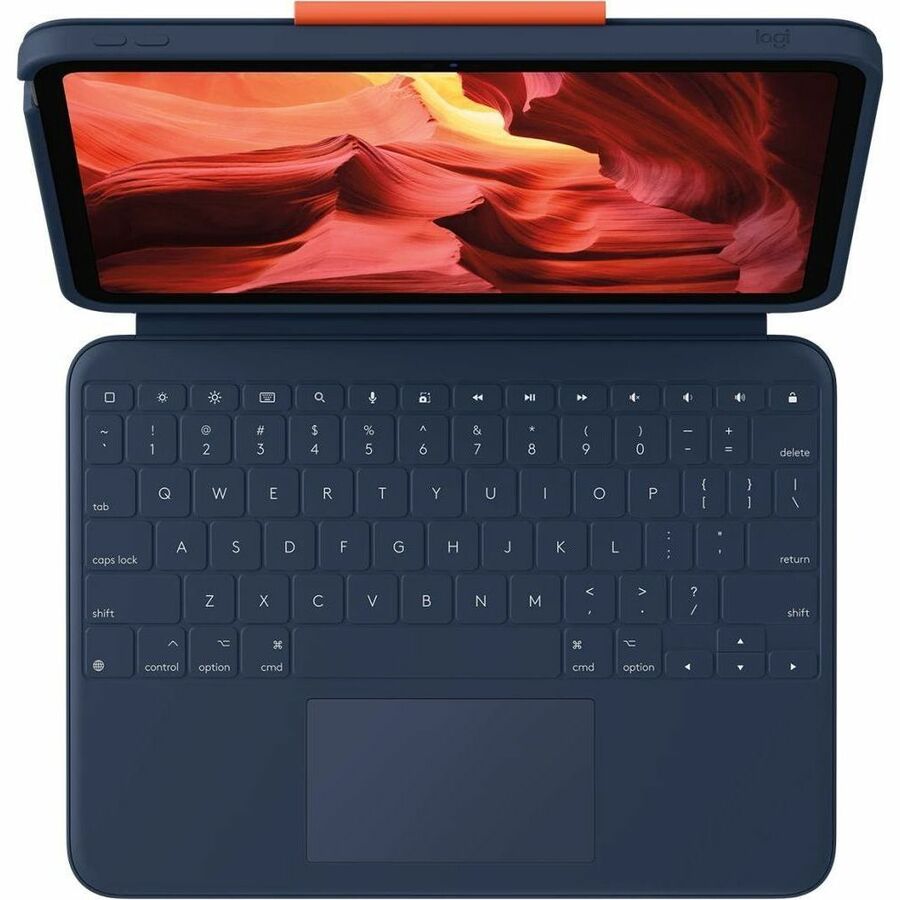 Logitech Rugged Combo 4 Touch for iPad (10th Generation) – Blue Folio Keyboard Case with Multi-Mode Functionality and Military-Grade Protection