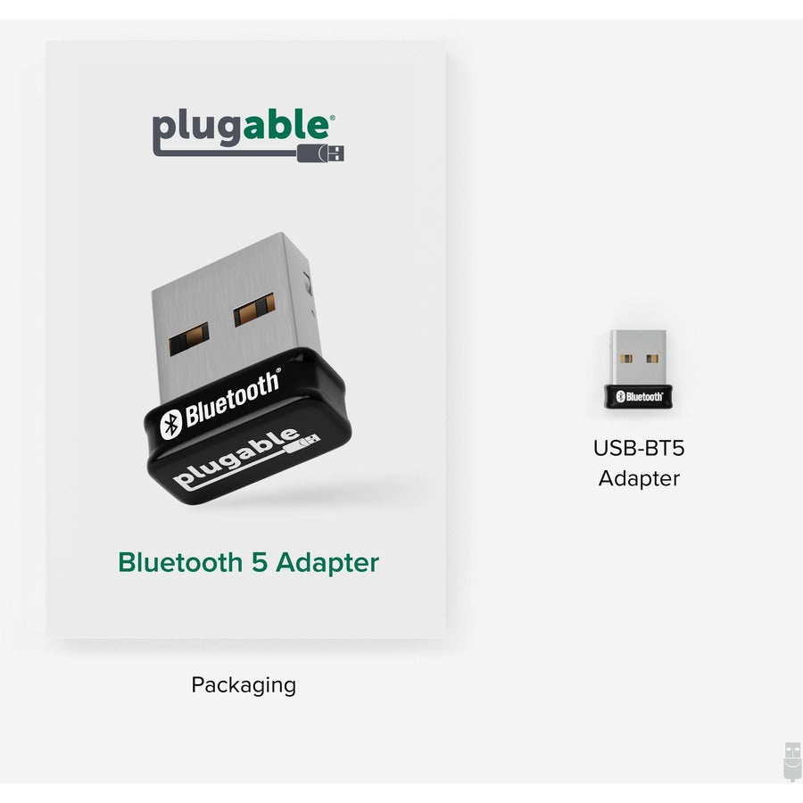 Plugable USB Bluetooth 5.0 Adapter for PC - Wireless Bluetooth Classic & Low Energy Dongle with Extended Range and Faster Data Transfer