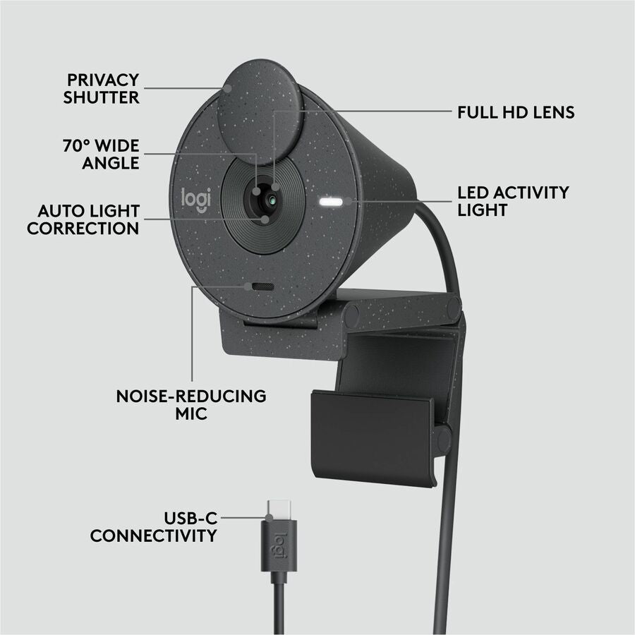 Logitech Brio 305 Full HD 1080p Webcam with Privacy Shutter and Auto Light Correction