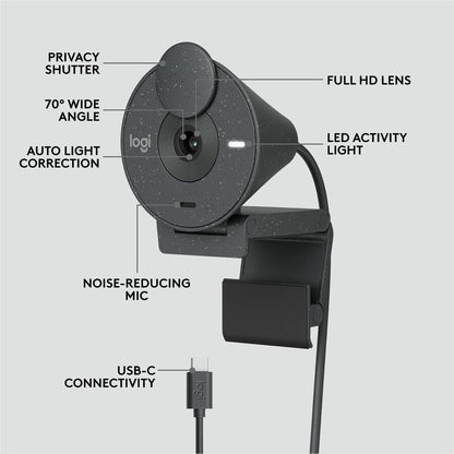 Logitech Brio 305 Full HD 1080p Webcam with Privacy Shutter and Auto Light Correction