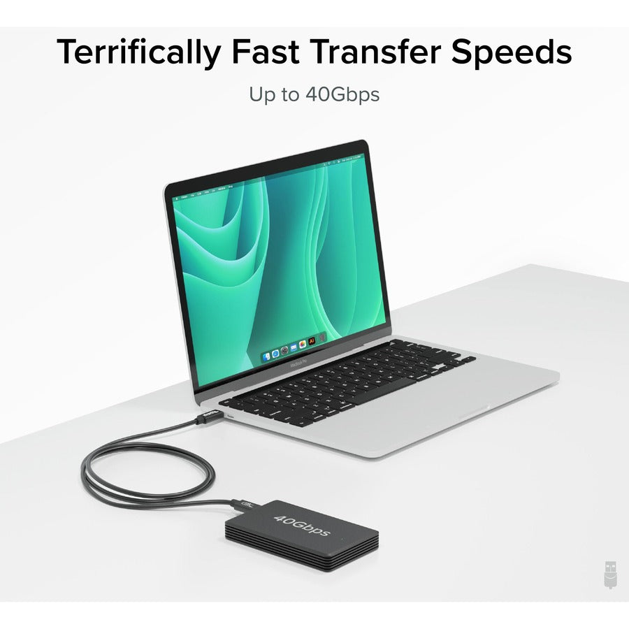 Plugable USB4 Cable with 240W Charging — 3.3 Feet (1M), USB-IF Certified for Fast Data & Power