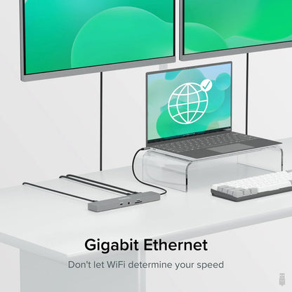 Plugable 11-in-1 USB-C Hub with 100W Pass-Through Charging and Dual 4K HDMI - Laptop Docking Station