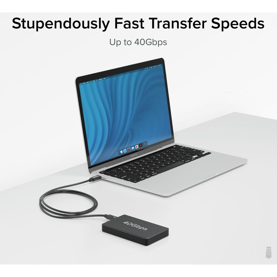 Plugable Thunderbolt 4 Cable with 240W Charging - 3.3 Feet (1M), 8K & Dual 4K Display Support, Thunderbolt Certified
