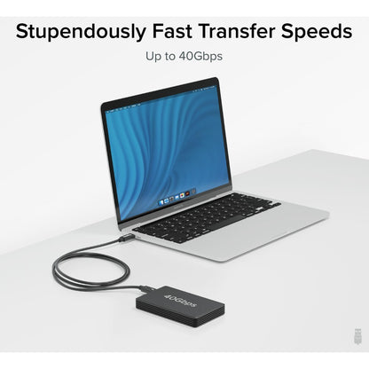 Plugable Thunderbolt 4 Cable with 240W Charging - 3.3 Feet (1M), 8K & Dual 4K Display Support, Thunderbolt Certified