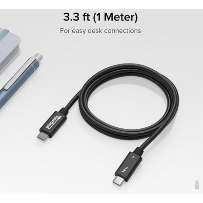 Plugable Thunderbolt 4 Cable with 240W Charging - 3.3 Feet (1M), 8K & Dual 4K Display Support, Thunderbolt Certified
