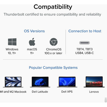 Plugable Thunderbolt 4 Cable with 240W Charging - 3.3 Feet (1M), 8K & Dual 4K Display Support, Thunderbolt Certified