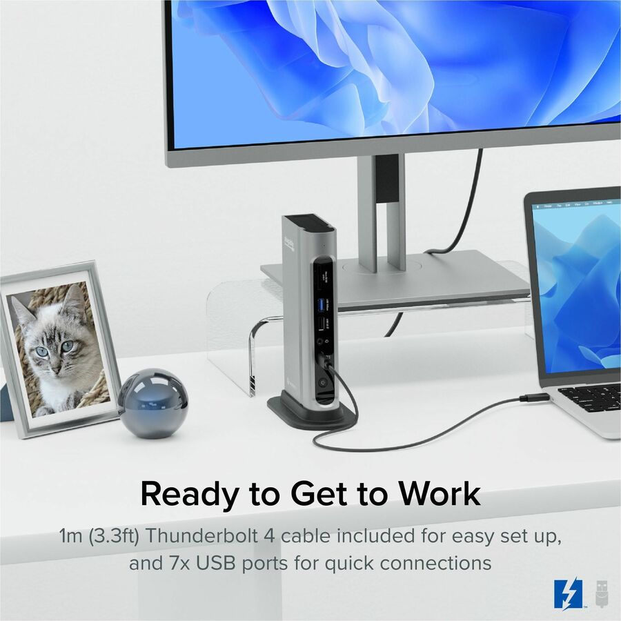 Plugable Technologies TBT4-UDZ Thunderbolt 4 & USB4 Quad Display Docking Station with 100W Charging