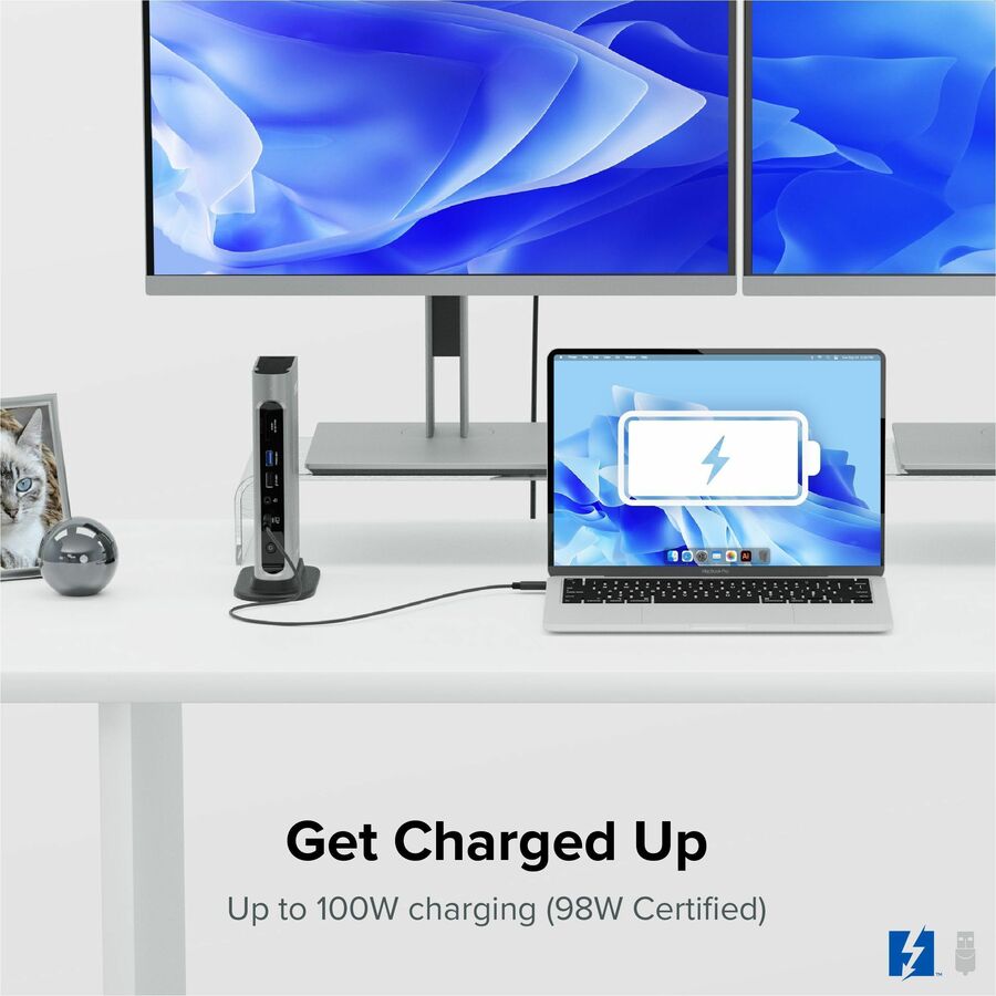 Plugable Technologies TBT4-UDZ Thunderbolt 4 & USB4 Quad Display Docking Station with 100W Charging