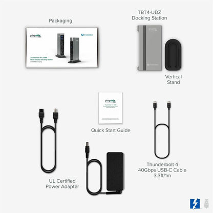 Plugable Technologies TBT4-UDZ Thunderbolt 4 & USB4 Quad Display Docking Station with 100W Charging