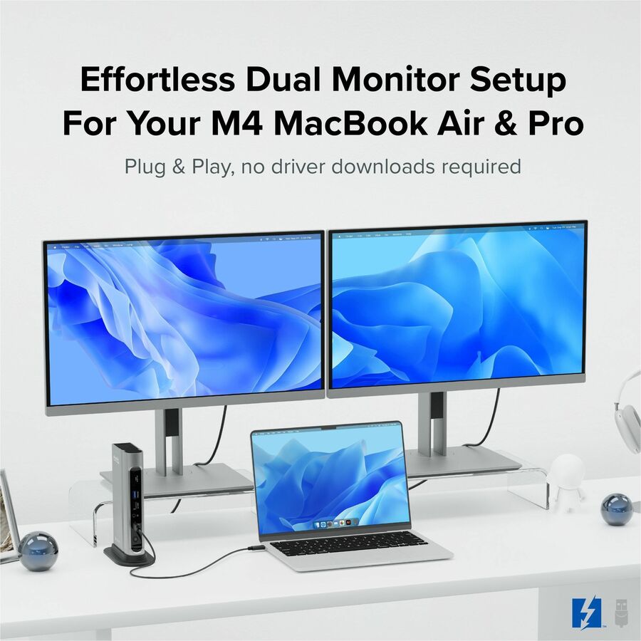 Plugable Technologies TBT4-UDZ Thunderbolt 4 & USB4 Quad Display Docking Station with 100W Charging