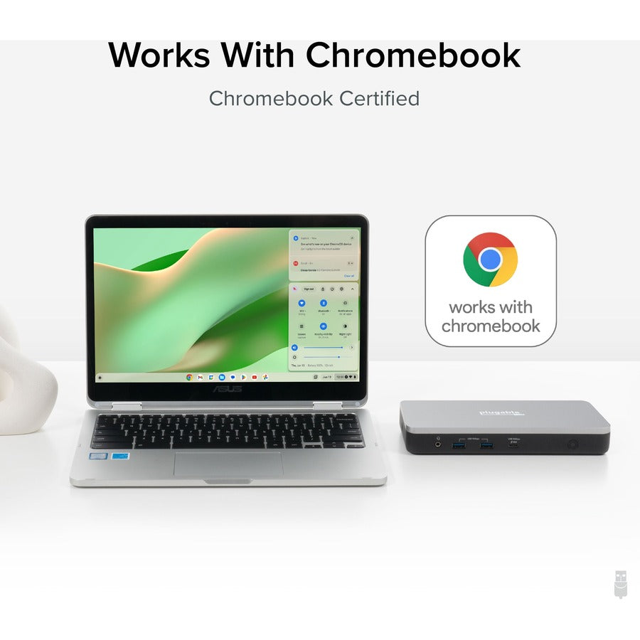 Plugable Dual 4K USB-C Chromebook Docking Station with 60W Charging – Google Certified and Compatible with ChromeOS, Windows, and Mac