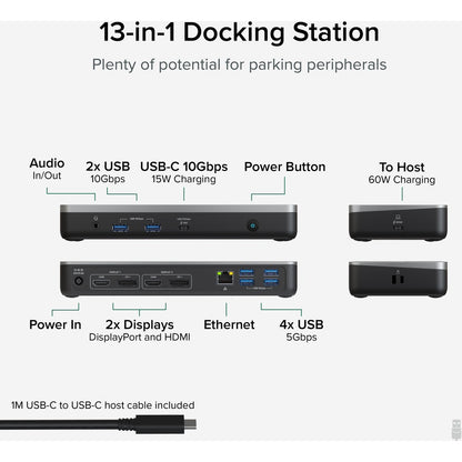 Plugable Dual 4K USB-C Chromebook Docking Station with 60W Charging – Google Certified and Compatible with ChromeOS, Windows, and Mac