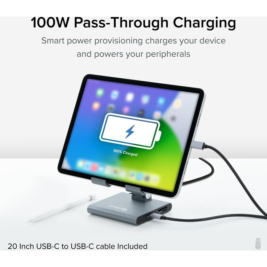 Plugable UDS-7IN1 8-in-1 USB-C Docking Station with Stand for iPad, Tablets, and Laptops