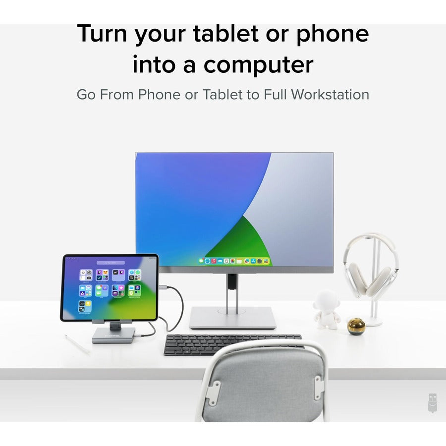 Plugable UDS-7IN1 8-in-1 USB-C Docking Station with Stand for iPad, Tablets, and Laptops