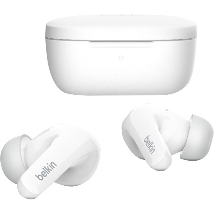 Belkin SOUNDFORM Flow Noise Cancelling Earbuds with Bluetooth 5.2 and Wireless Charging Case
