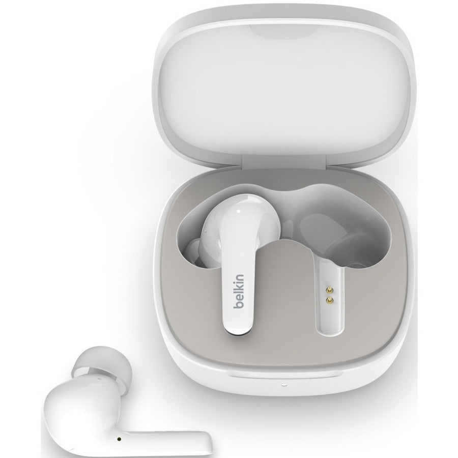 Belkin SOUNDFORM Flow Noise Cancelling Earbuds with Bluetooth 5.2 and Wireless Charging Case