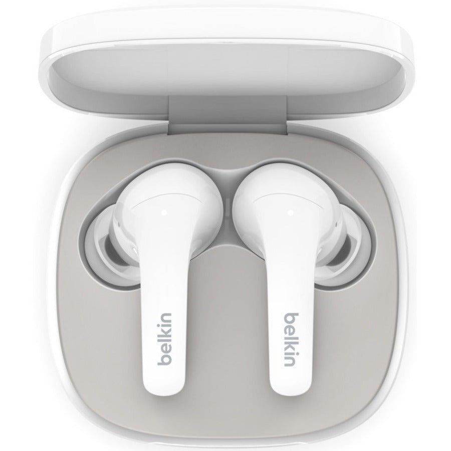 Belkin SOUNDFORM Flow Noise Cancelling Earbuds with Bluetooth 5.2 and Wireless Charging Case