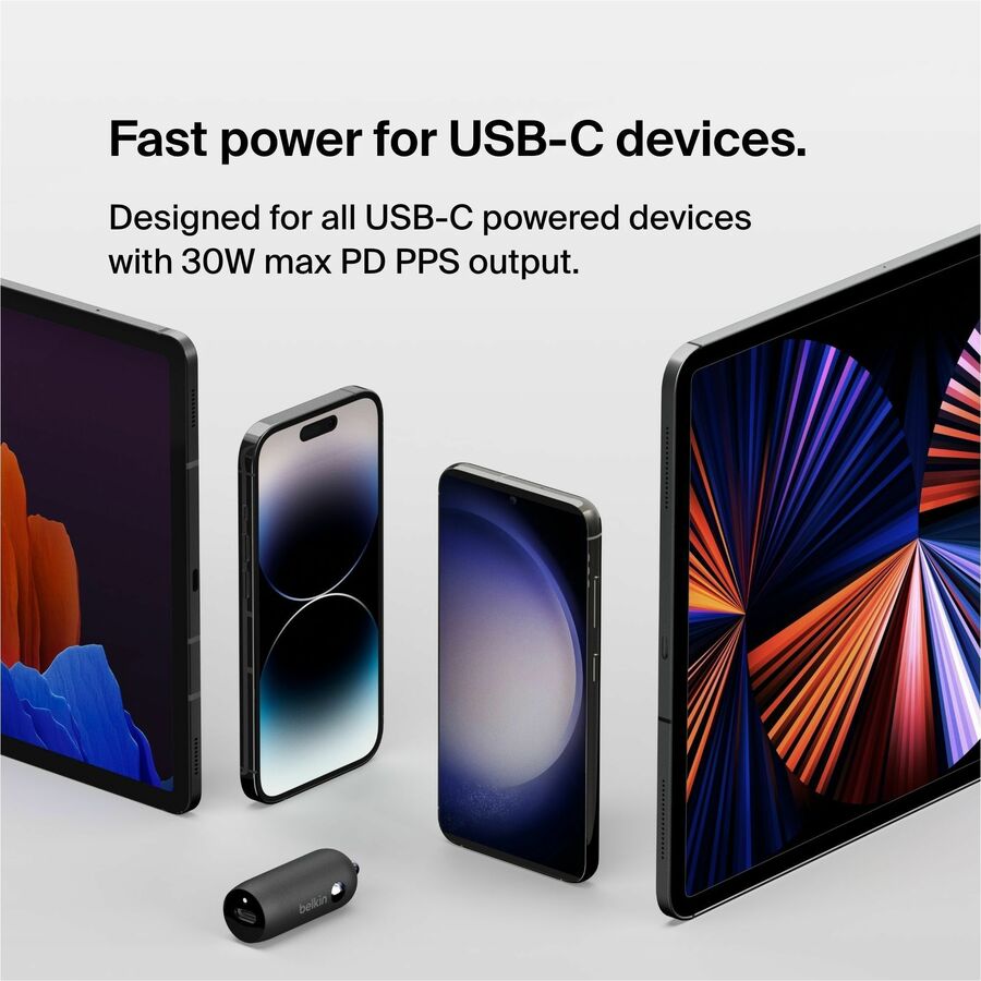 Belkin BoostCharge 30W USB-C Car Charger with USB-C Cable – Fast In-Car Charging for Samsung, iPhone, and More