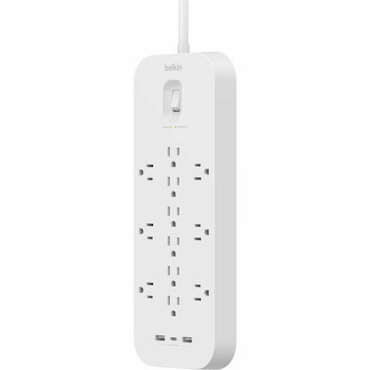 Belkin 12-Outlet Surge Protector Power Strip with USB-C and USB-A Ports, 6 ft Cord, 4000 Joules Surge Protection