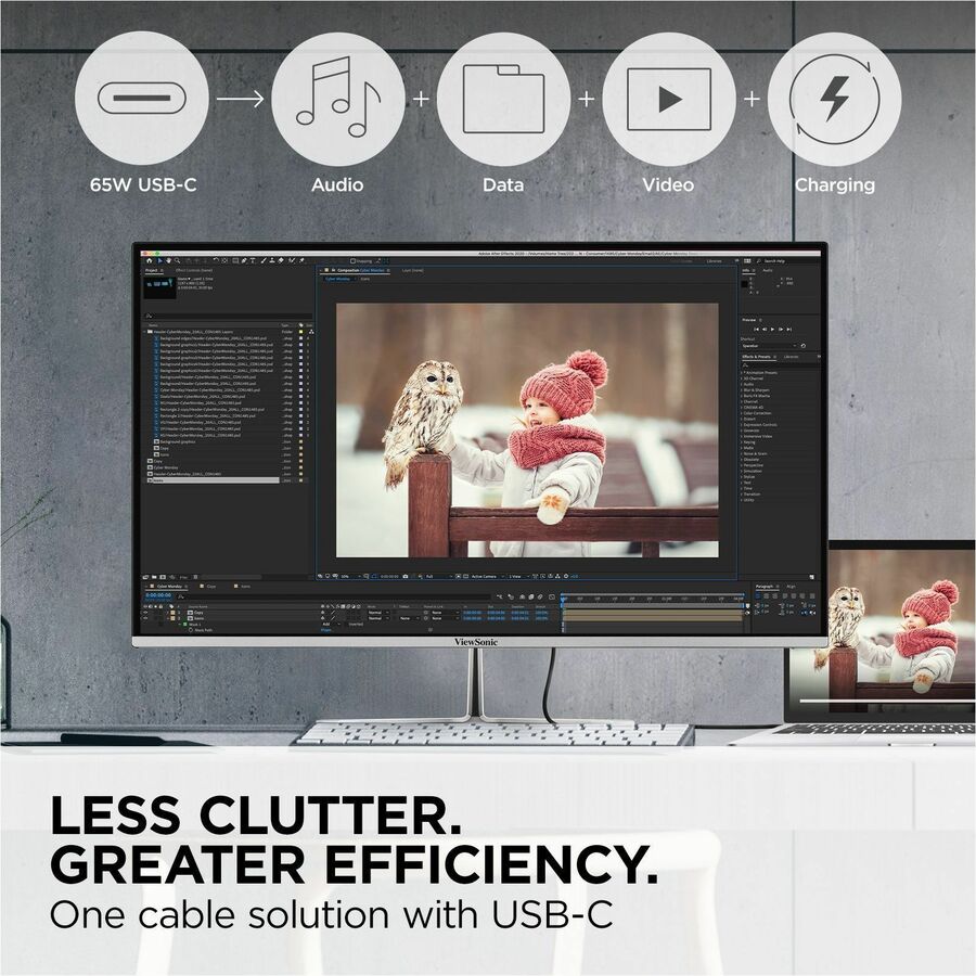 ViewSonic VX2776-4K-MHDU 27-Inch 4K UHD IPS Monitor with USB-C, HDR10, and Slim Bezel Design