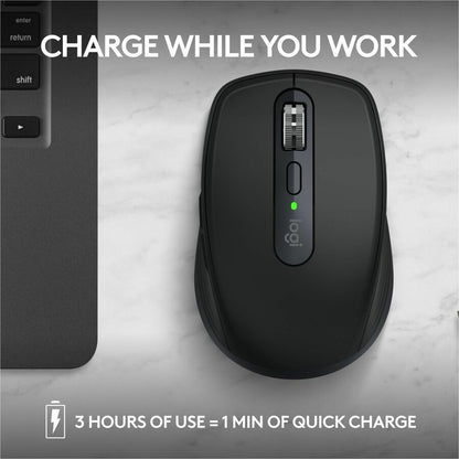 Logitech MX Anywhere 3S Compact Wireless Mouse with 8K DPI, Quiet Clicks, and Fast Scrolling in Black