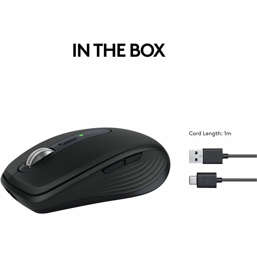 Logitech MX Anywhere 3S Compact Wireless Mouse with 8K DPI, Quiet Clicks, and Fast Scrolling in Black