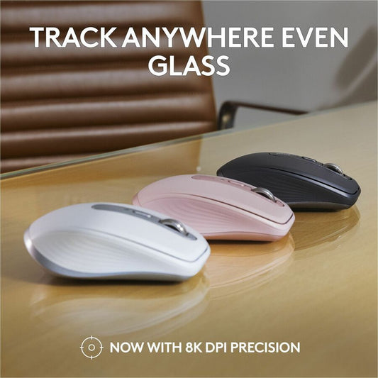 Logitech MX Anywhere 3S Compact Wireless Mouse with 8K DPI, Quiet Clicks, and Fast Scrolling in Black