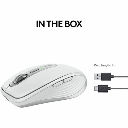 Logitech MX Anywhere 3S Compact Wireless Mouse with 8K DPI, Quiet Clicks, and Fast Scrolling - Pale Gray