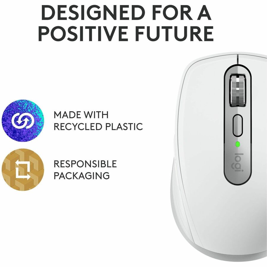 Logitech MX Anywhere 3S Compact Wireless Mouse with 8K DPI, Quiet Clicks, and Fast Scrolling - Pale Gray