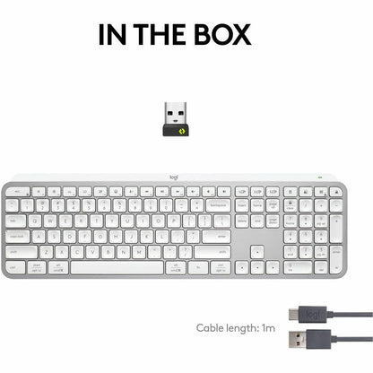 Logitech MX Keys S Wireless Keyboard - Low Profile, Fluid Precise Typing, USB-C Rechargeable, Pale Gray
