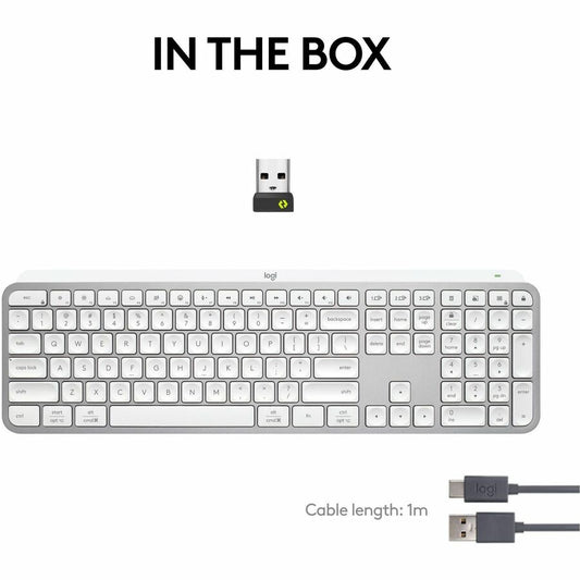 Logitech MX Keys S Wireless Keyboard - Low Profile, Fluid Precise Typing, USB-C Rechargeable, Pale Gray
