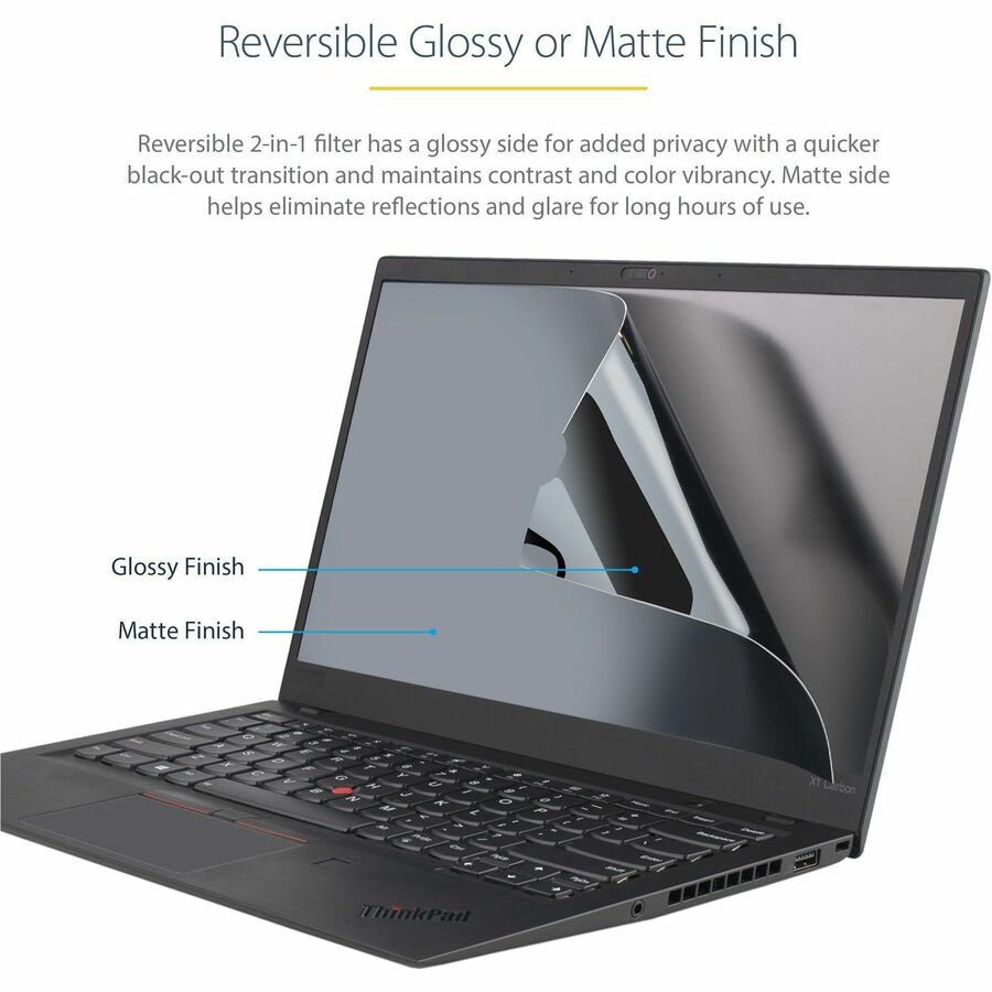 StarTech.com 13.3-inch Laptop Privacy Screen for 16:9 Displays with Blue Light Reduction and Reversible Matte/Glossy Finish