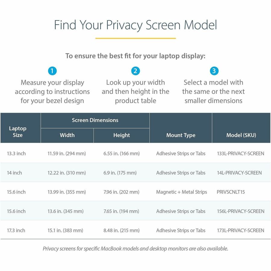 StarTech.com 13.3-inch Laptop Privacy Screen for 16:9 Displays with Blue Light Reduction and Reversible Matte/Glossy Finish